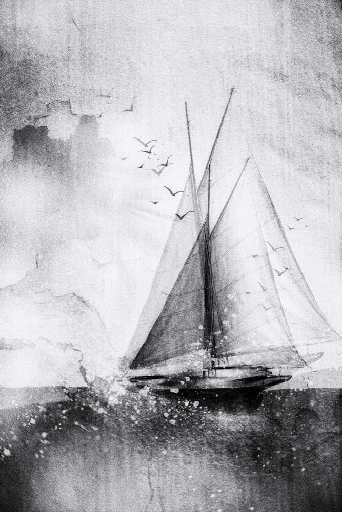 Vintage Sailboat Journey by Charlaine Gerber — canvas wall art