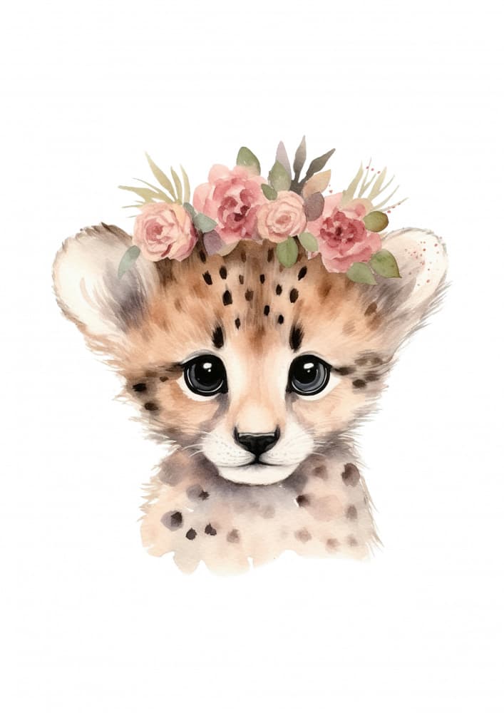 Sweet Cheetah Blossom by Saskia Michele — canvas wall art