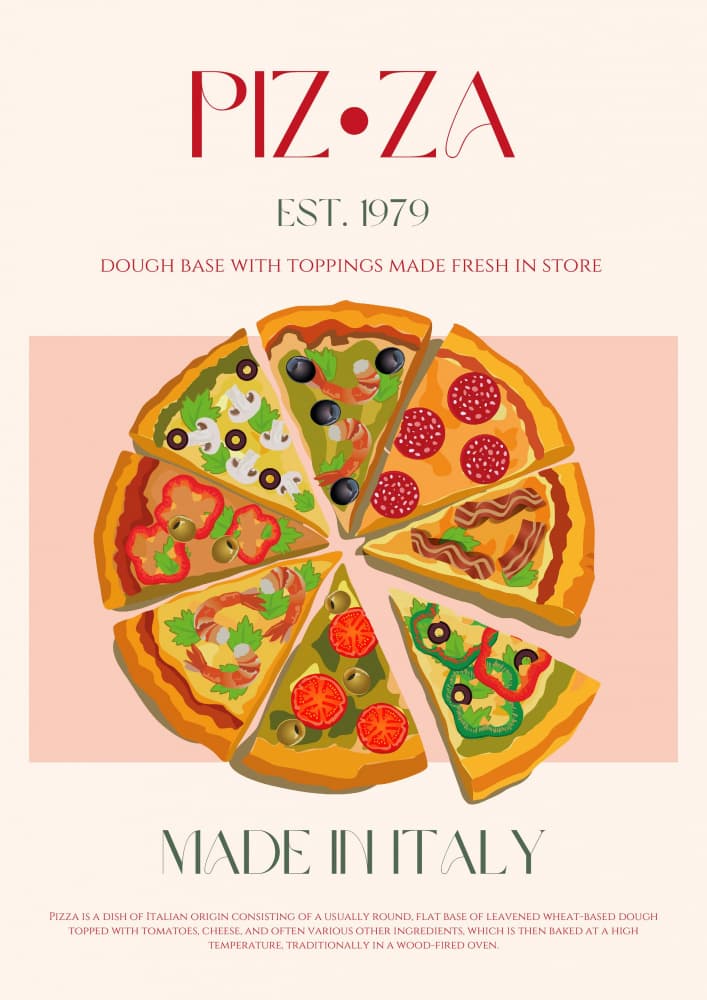 Delicious Pizza Varieties by Nazma Khokhar — canvas wall art