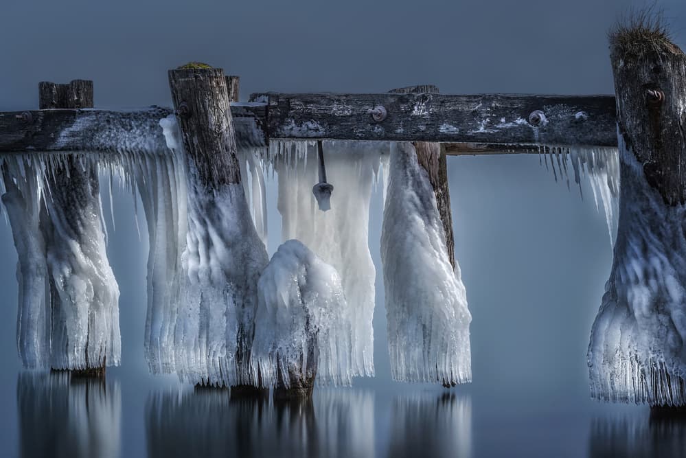 Icy Winter Pier by Susan Breau — canvas wall art