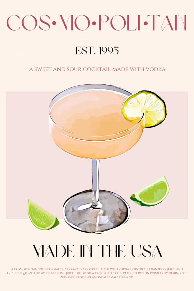 Cosmopolitan Cocktail With Lime by Nazma Khokhar — canvas wall art