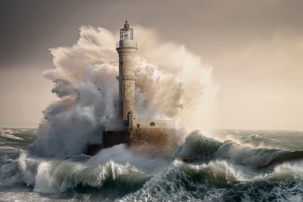 Lighthouse Ocean Storm by Marcel Egger — canvas wall art