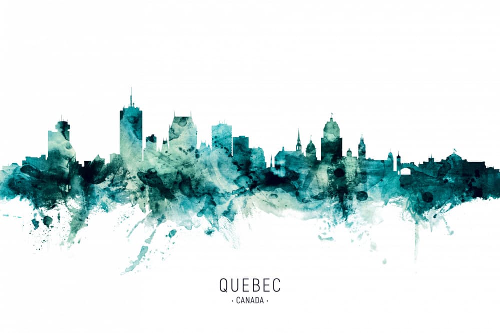 Quebec City Abstract Skyline by Michael Tompsett — canvas wall art