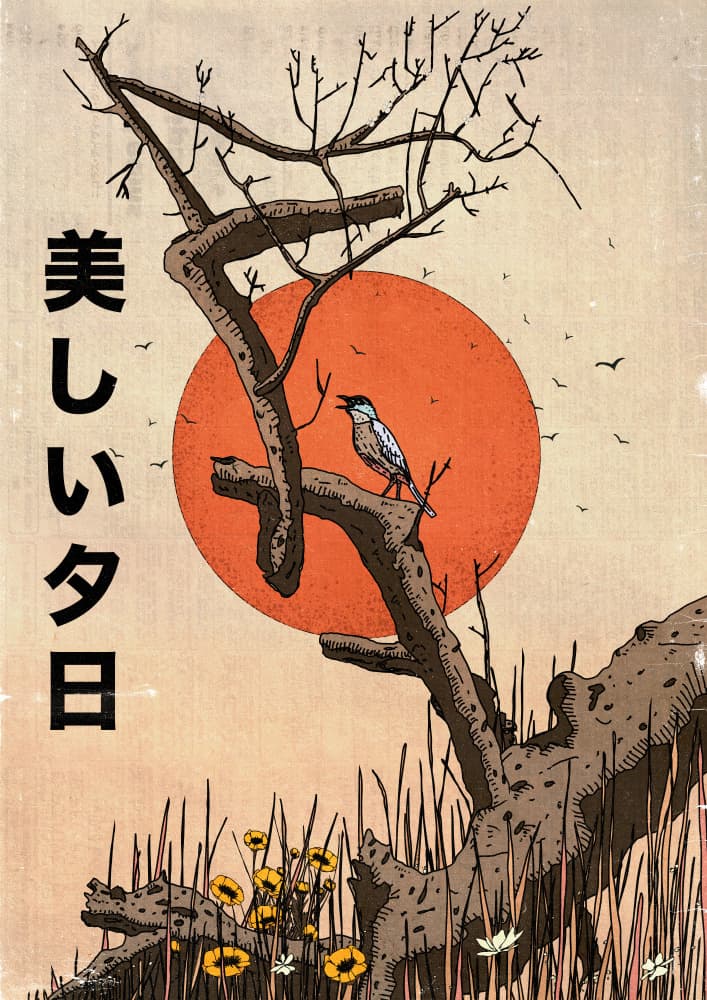 Singing Bird Sunset by Nicholas — canvas wall art