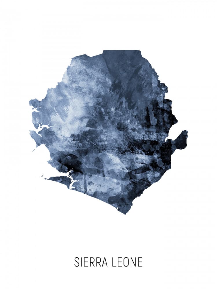 Sierra Leone Blue Map by Michael Tompsett — canvas wall art