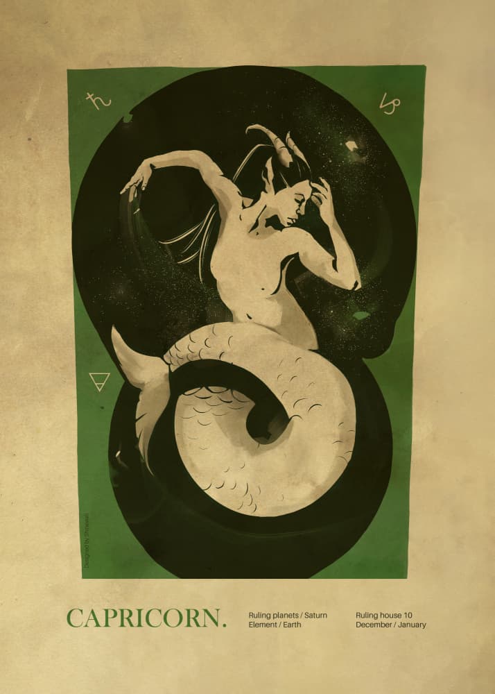 Capricorn print by Dion Gem — canvas wall art