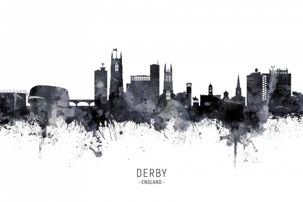 Derby England Skyline by Michael Tompsett — canvas wall art