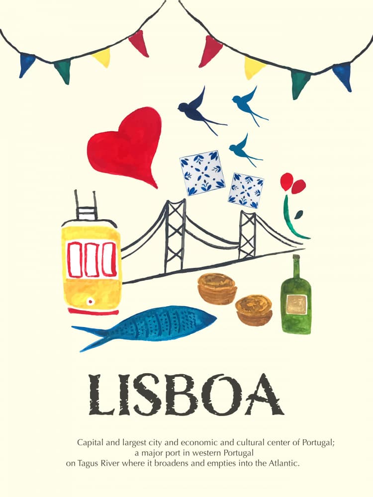 Lisbon Travel Highlights by Elizabeth C — canvas wall art