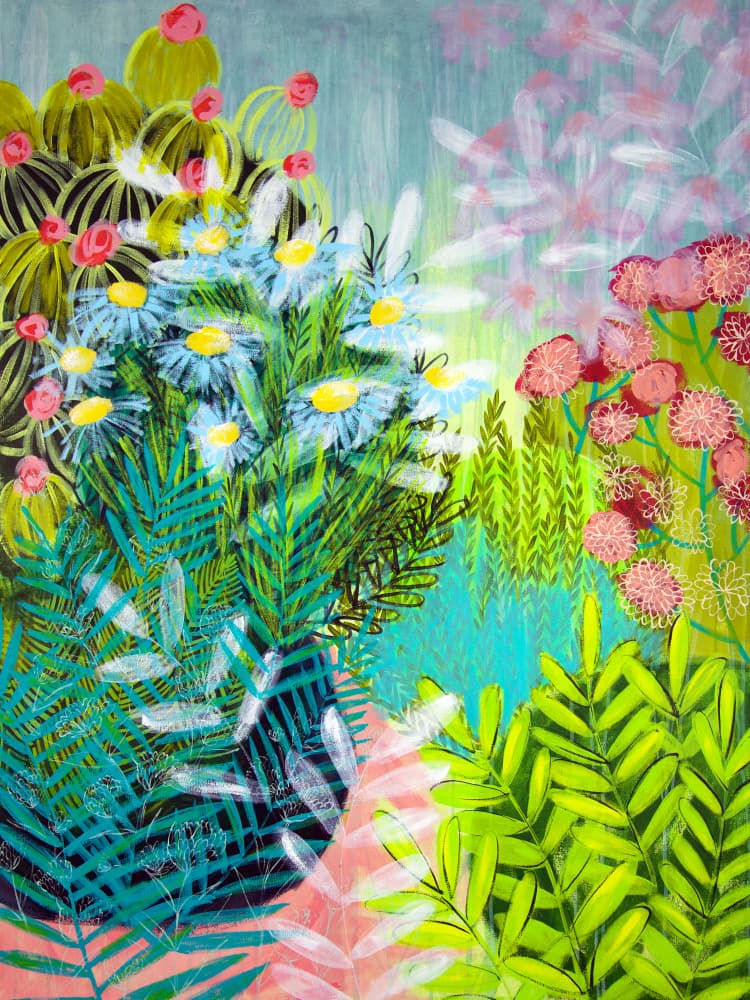 Vibrant Garden Blooms by Shelley Hampe — canvas wall art