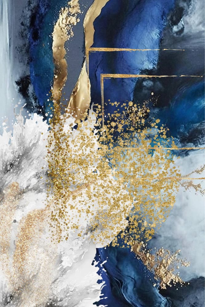 Luxury Blue Gold Abstract by Sally Ann Moss — canvas wall art