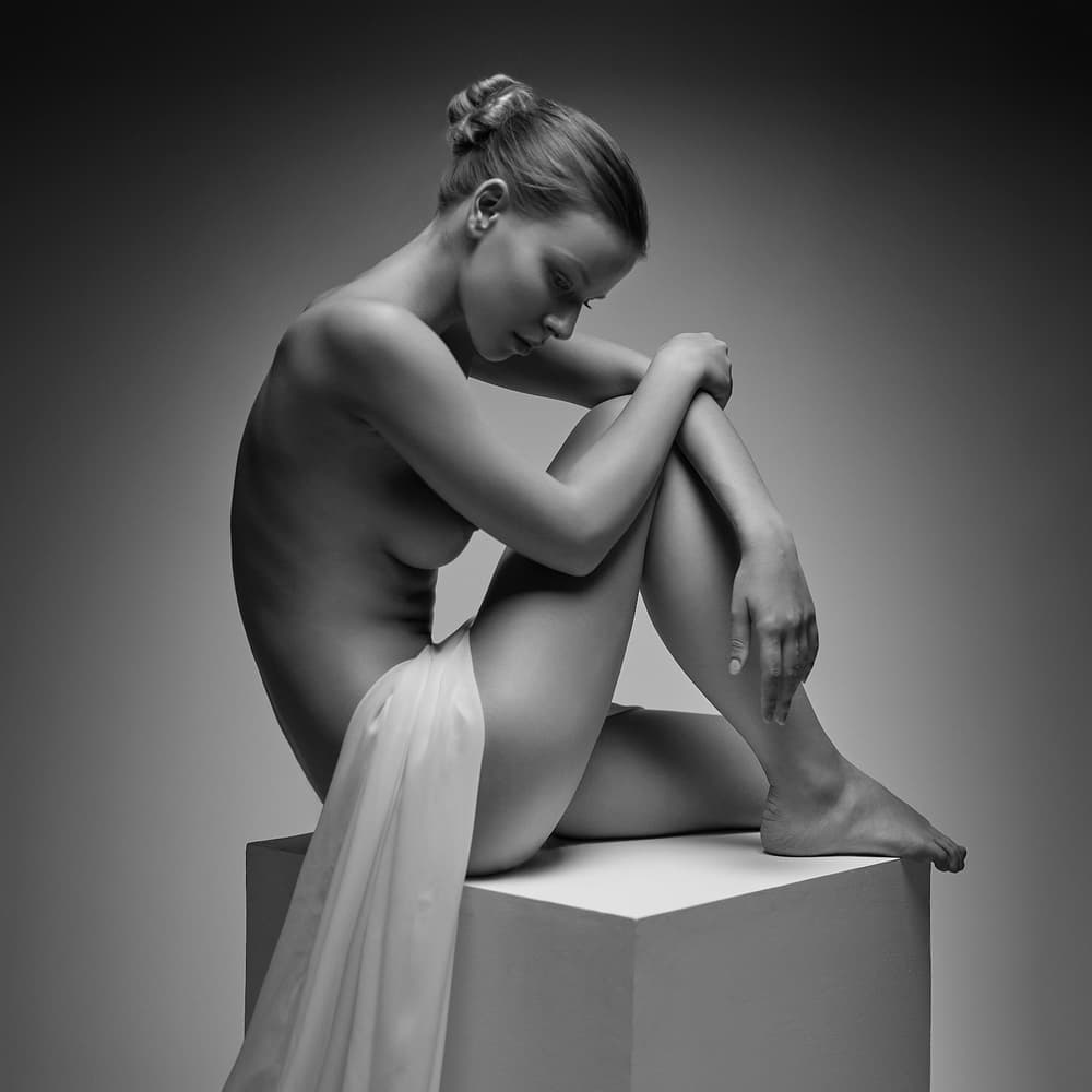 Contemplative Nude Figure by Yuri Shevchenko — canvas wall art