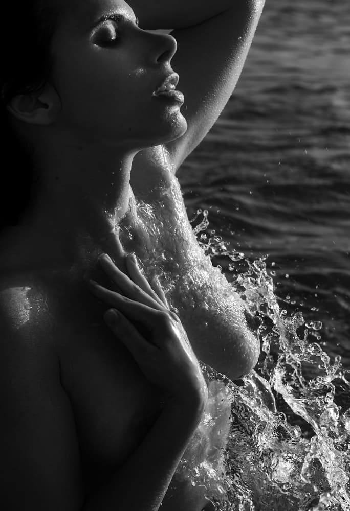 Nude Woman Water Splash by Paolo Lazzarotti — canvas wall art