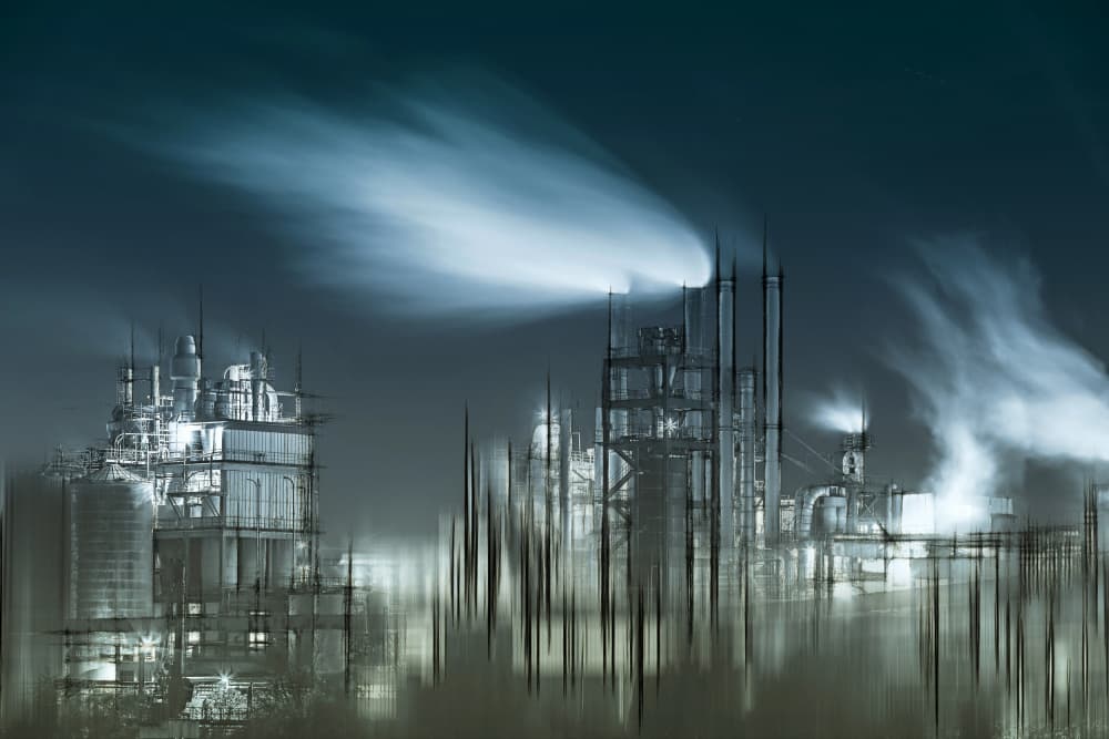 Industrial Night Smoke by Erhard Batzdorf — canvas wall art