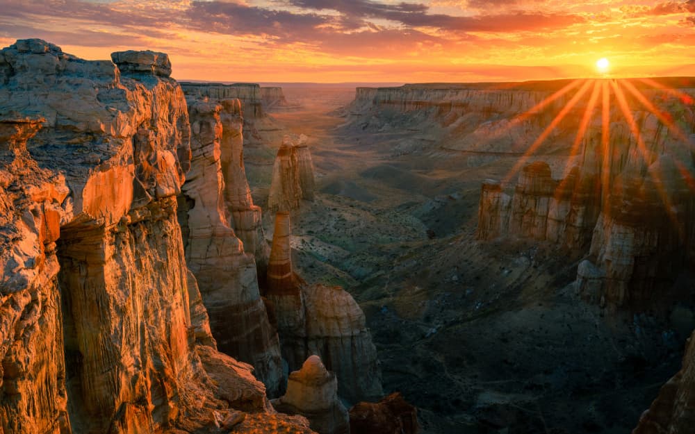 Sunburst Canyon Landscape by Chao Feng 天馬 — canvas wall art