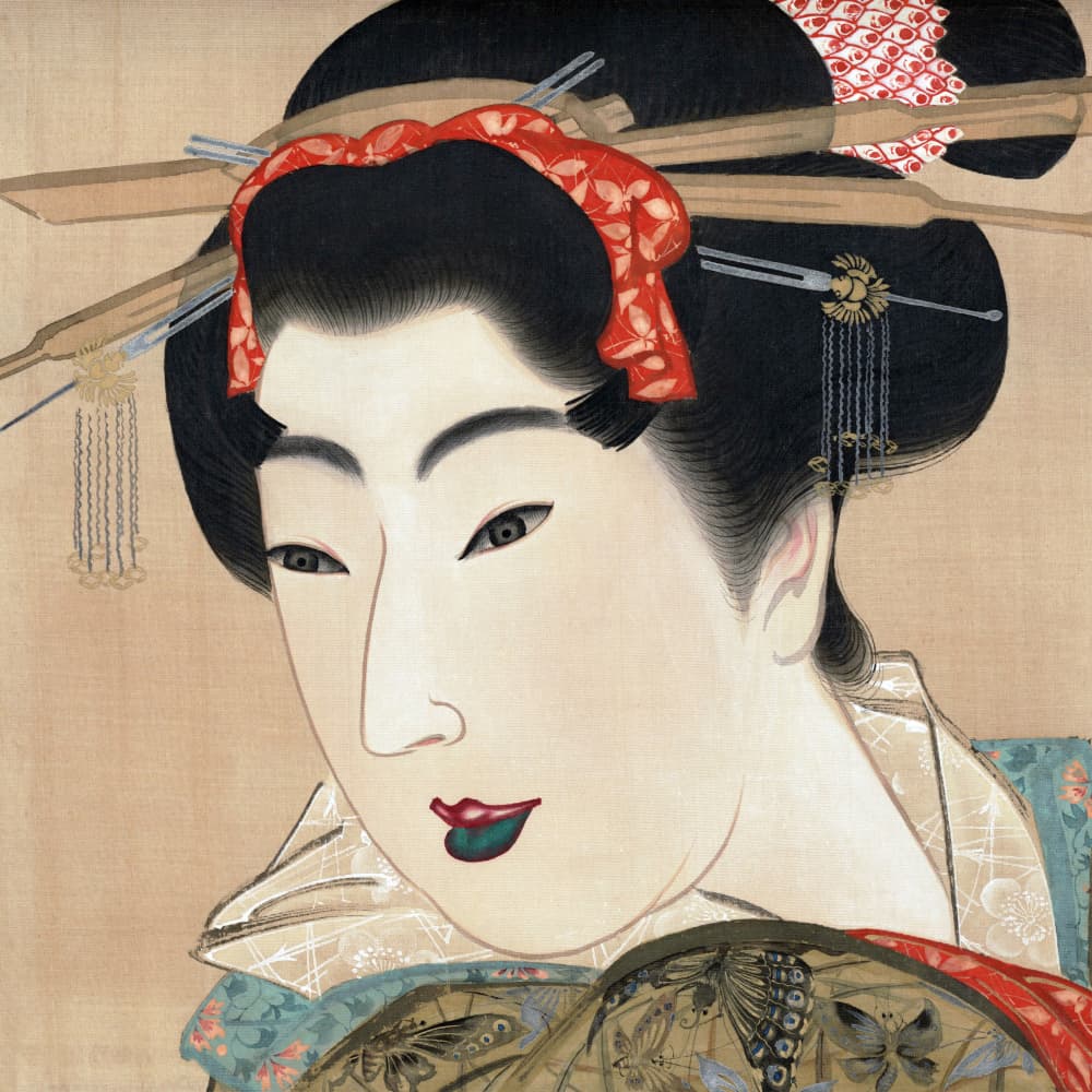 Japanese Geisha (1830s) Vintage Painting by Mihata Joryu — canvas wall art