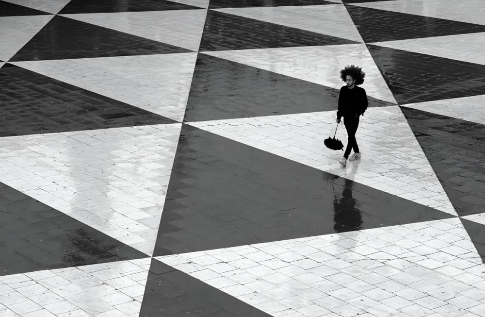 Walking on Geometric Reflection by Karim Al Thahaby — canvas wall art