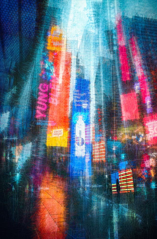 Vibrant City Night Lights by Catherine Wang — canvas wall art