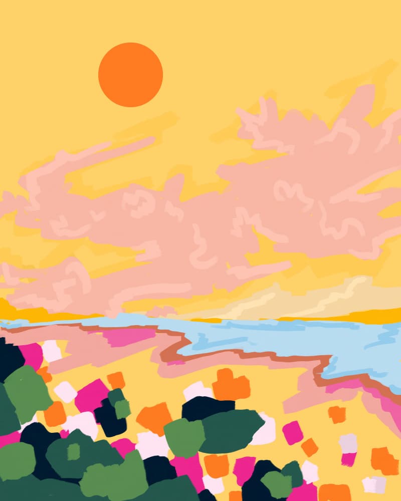 Vibrant Beach Sunset by Kintsugi99 — canvas wall art