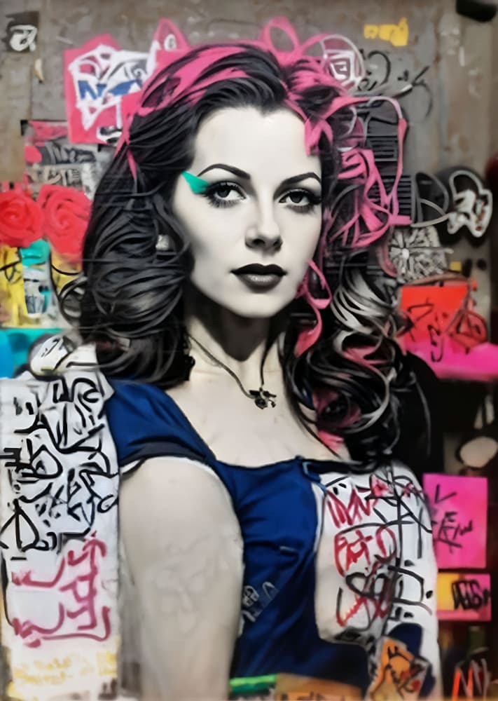 Graffiti Girl Pink Hair by Cicero Spin — canvas wall art