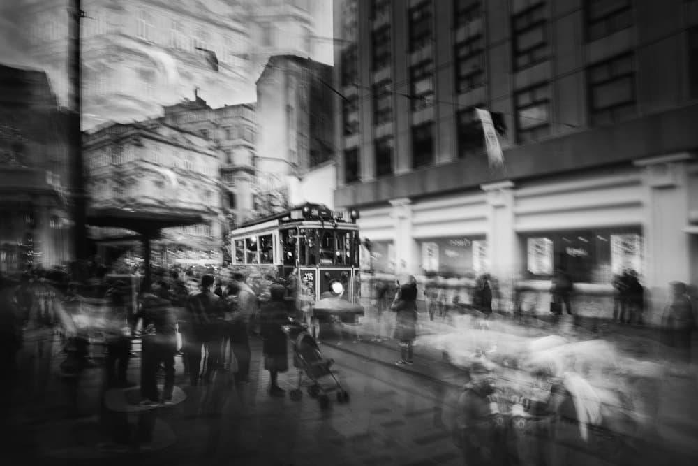 Blurred City Tram by Todor Tanev — canvas wall art