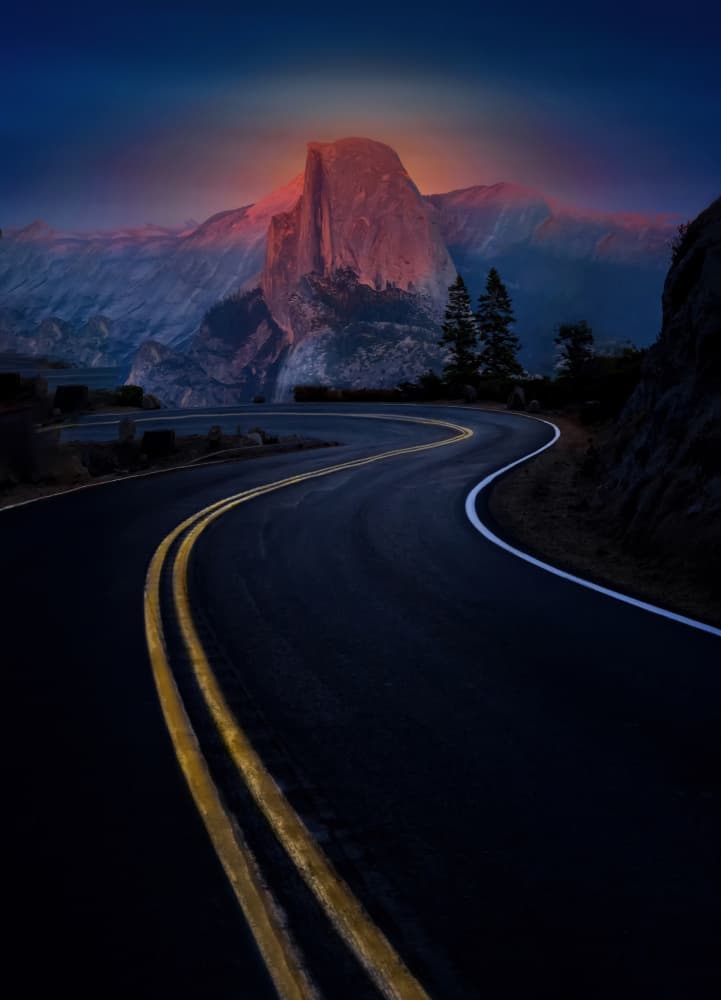 Majestic Mountain Twilight Road by Jiahong Zeng — canvas wall art