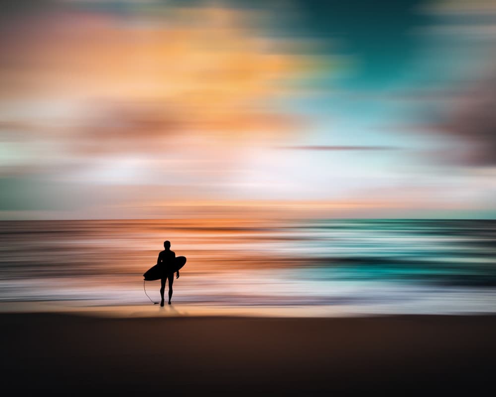 Dreamy Sunset Surfer by Marcus Hennen — canvas wall art
