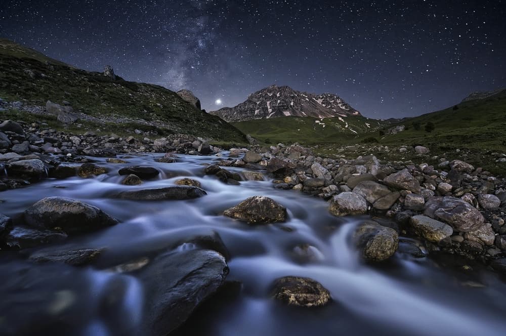 Starry Mountain River by Chris Kaddas — canvas wall art