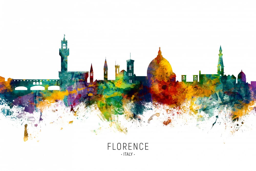 Colorful Florence Skyline by Michael Tompsett — canvas wall art