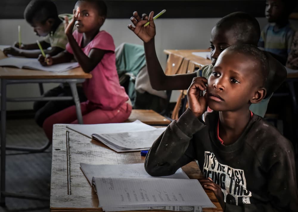 Attentive School Children by Irene Perovich — canvas wall art