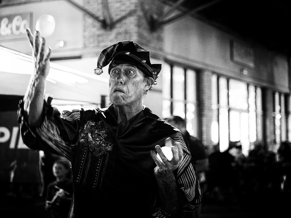 Jester Juggling At Night by Michael Burlak — canvas wall art