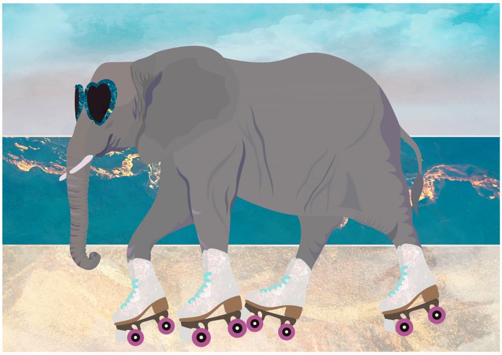 Roller Skating Elephant by Sarah Manovski — canvas wall art