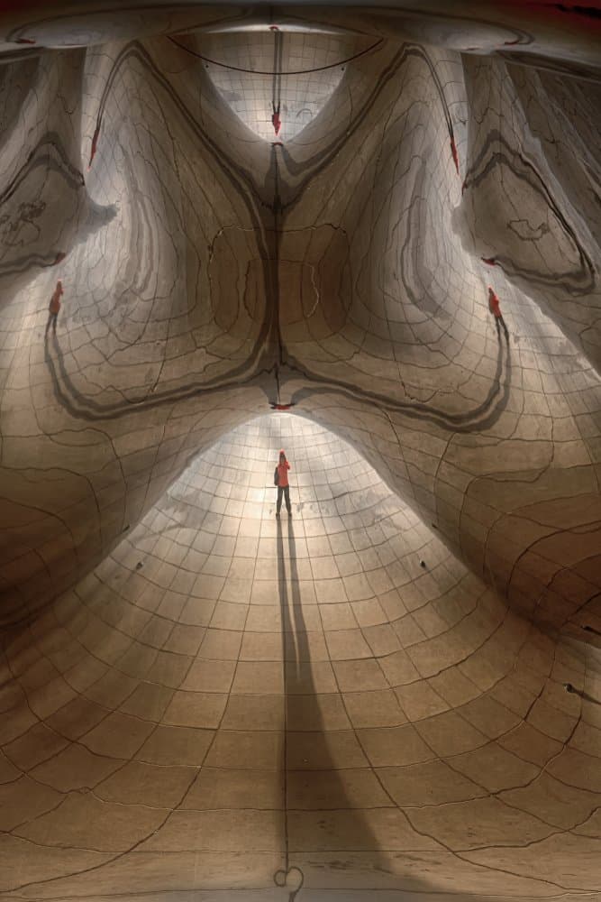 Person in Curved Reflections by Roswitha Schleicher-Schwarz — canvas wall art