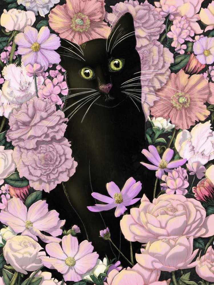 Secret Garden Cat by EC Mazur — canvas wall art
