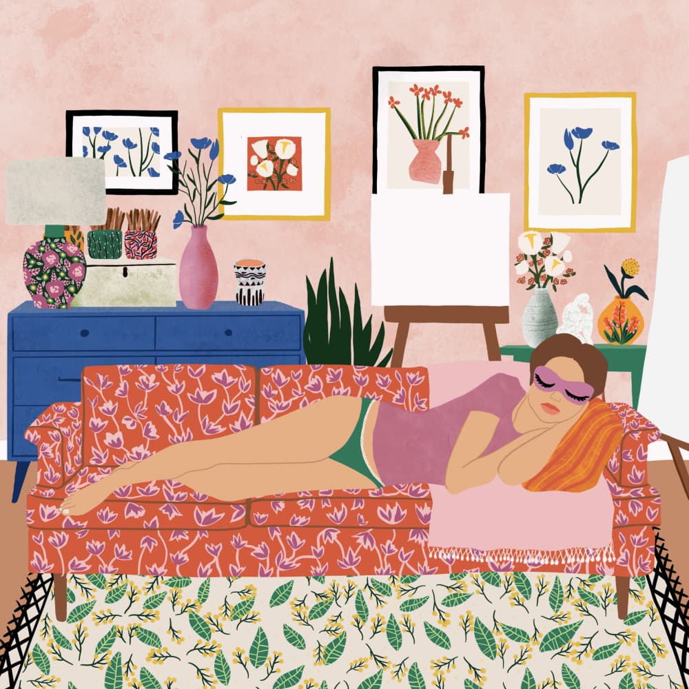 Woman Sleeping In Art Room by Ceyda Alasar — canvas wall art