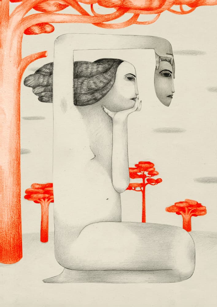 Surreal Contemplative Woman by Luca di Napoli — canvas wall art
