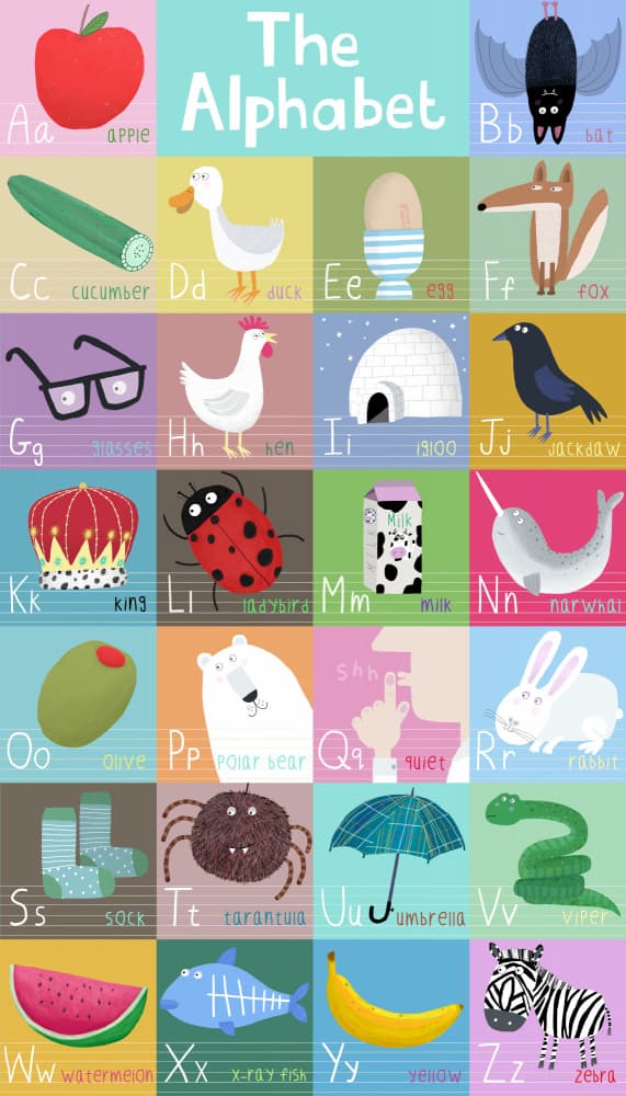 Colorful Kids Alphabet by Carla Daly — canvas wall art