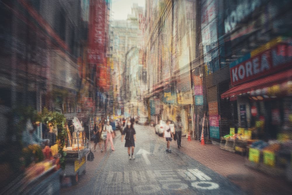 Blurred Korean Street Life by Cindy Liu — canvas wall art