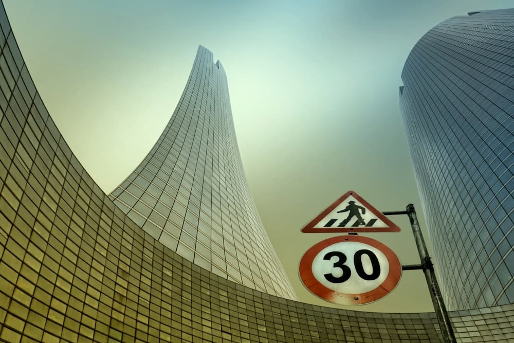 Modern Cityscape Curves by Nurten Öztürk — canvas wall art