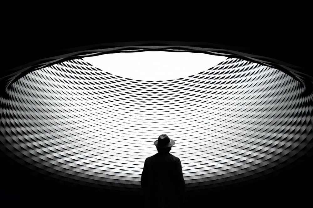 Man in Geometric Light by Jorge Pimenta — canvas wall art