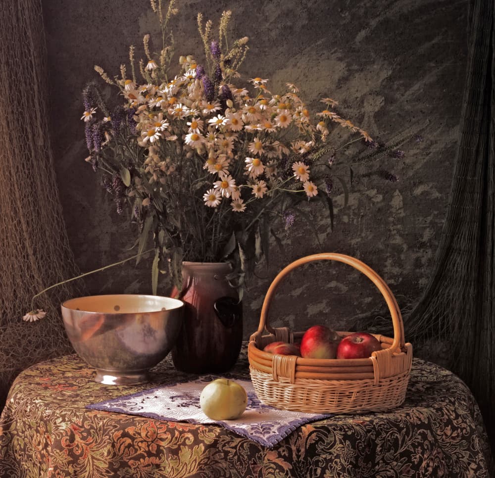 Rustic Still Life with Apples by UstinaGreen — canvas wall art