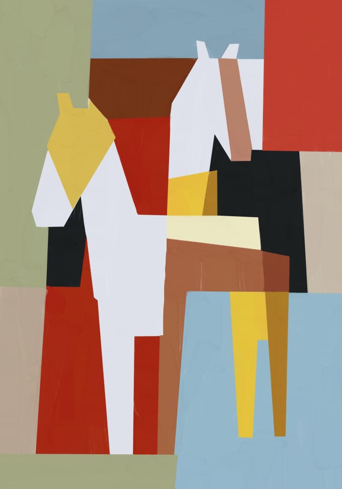 Abstract Geometric Horses by Little Dean — canvas wall art