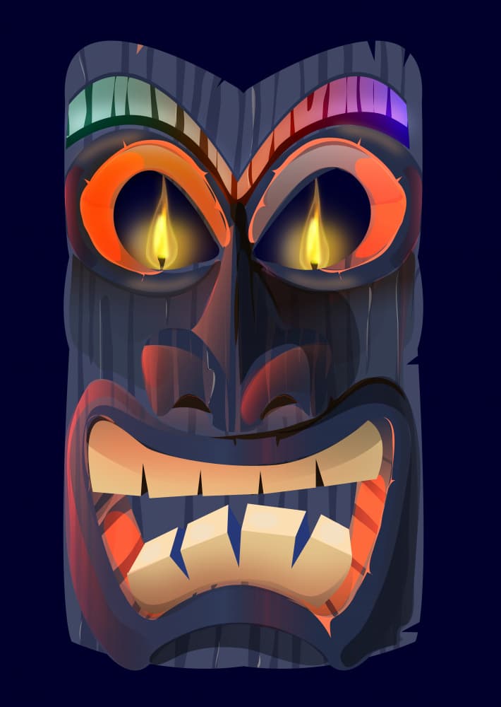 Flaming Tiki Mask by Nicholas — canvas wall art