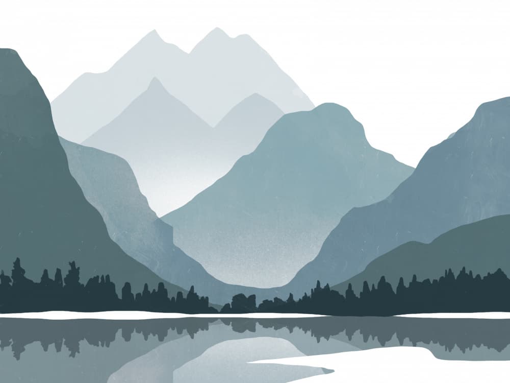 Misty Mountain Lake by Little Dean — canvas wall art