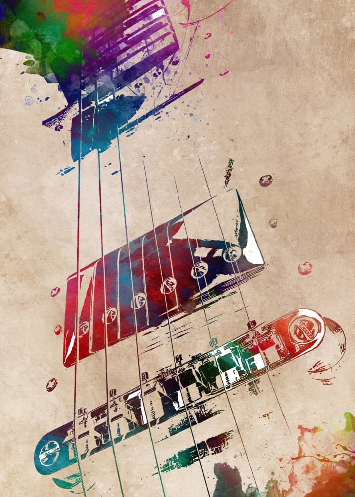 Colorful Guitar Splash by Justyna Jaszke — canvas wall art