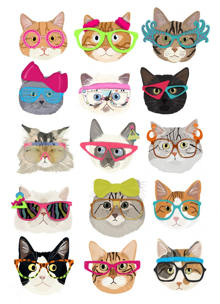 Stylish Cats Eyeglasses by Hanna Melin — canvas wall art