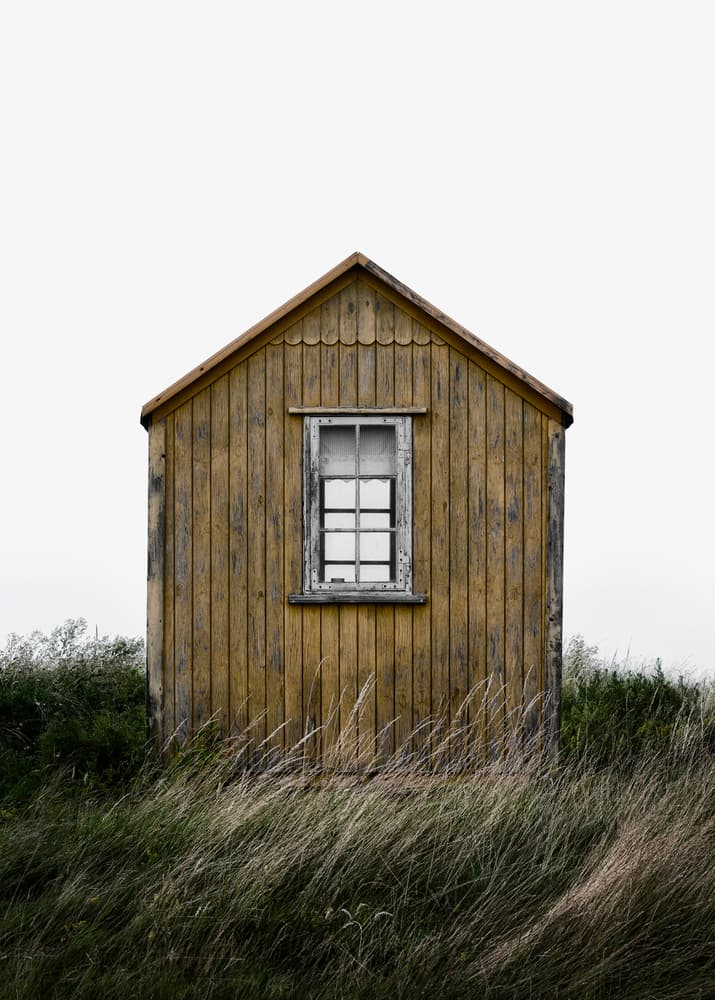 Rustic Yellow Cabin by Lotte Grønkjær — canvas wall art