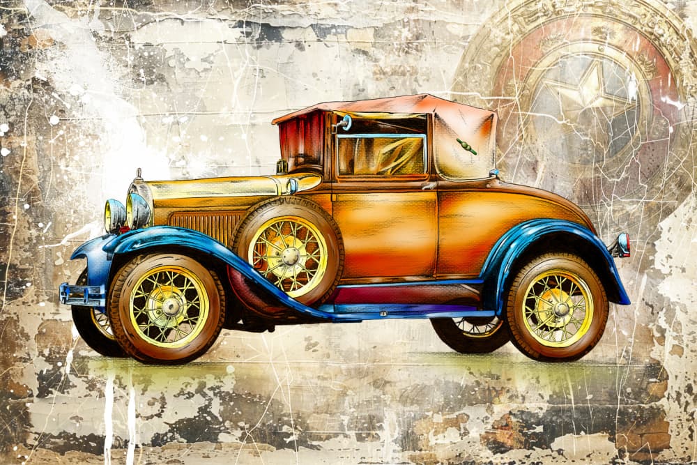 Vintage Orange Roadster by Rafal Kulik — canvas wall art