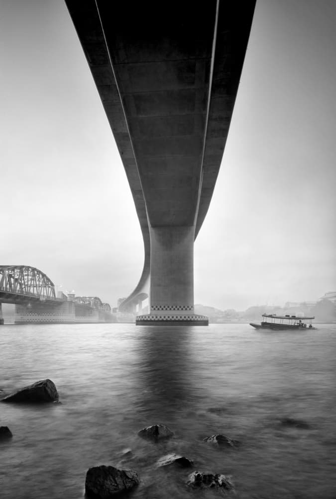 Misty River Bridge by boonlertro — canvas wall art