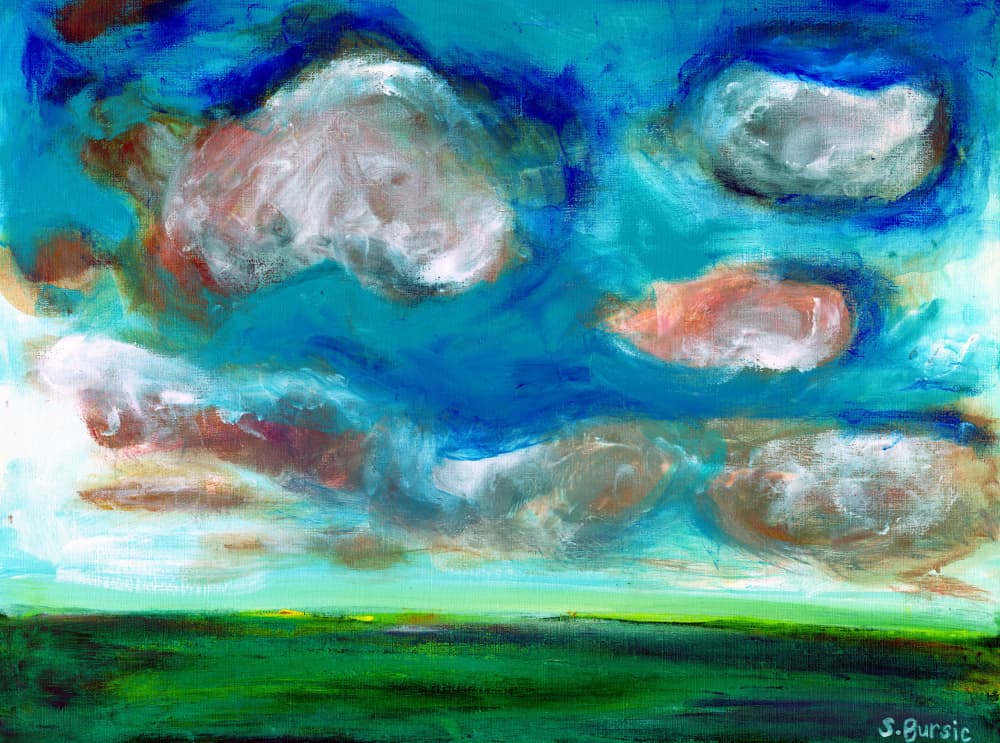 Vibrant Clouds Over Field by Sharyn Bursic — canvas wall art