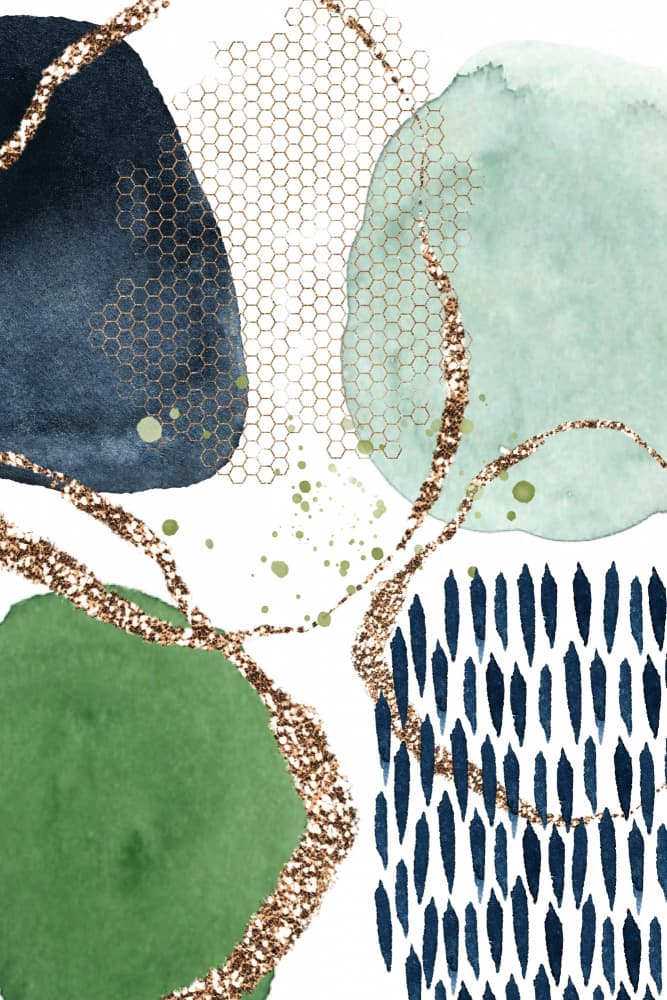Modern Gold Abstract Shapes by Sally Ann Moss — canvas wall art